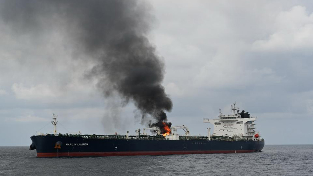 Tanker caught fire after Houthi attack